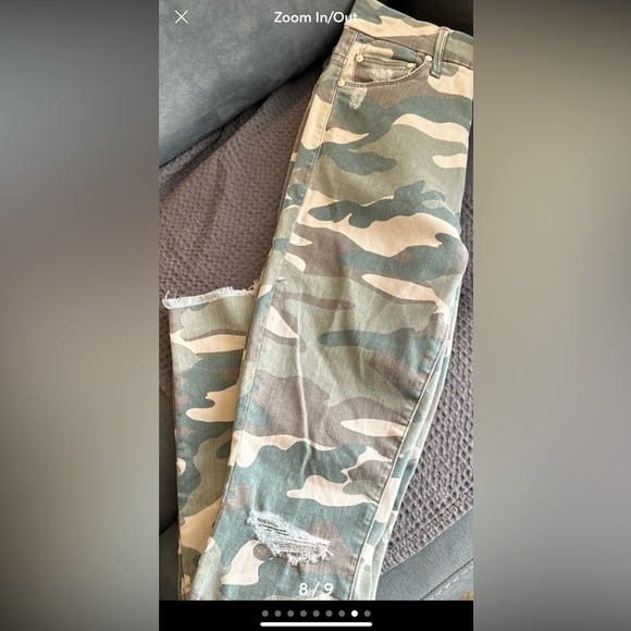 MOTHER High Waisted Looker Ankle Fray Jeans in See Me Camouflage Green…size 24 - Picture 8 of 9
